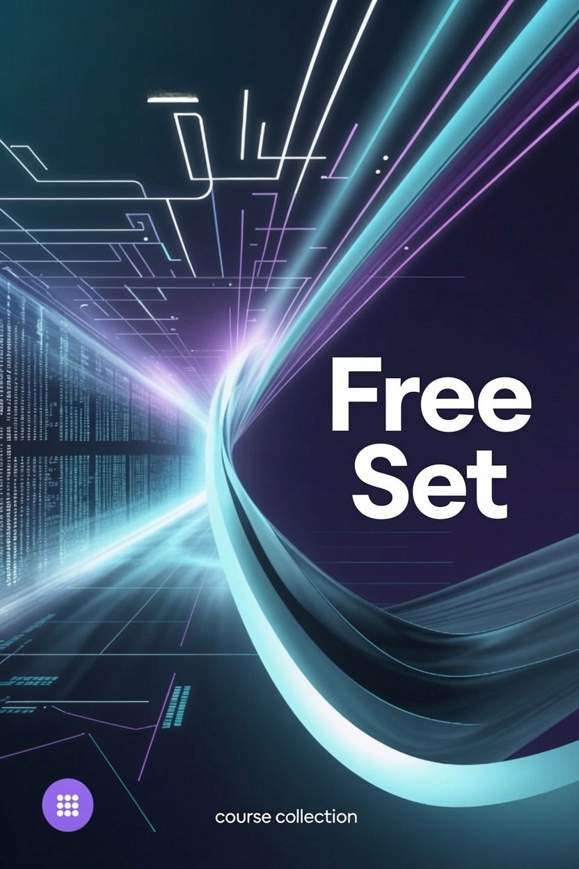 Digital design with futuristic elements and 'Free Set' text on a dark background