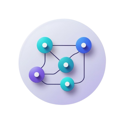 Geometric wall art with interconnected circles in teal, purple, and blue on a light purple background