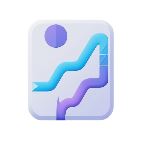 Abstract design with blue and purple curved lines on a light gray background