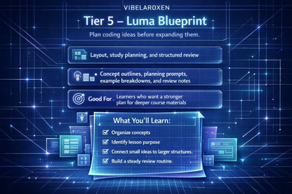 Vibelaroxen Tier 5 Luma Blueprint with blue futuristic design