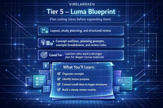Vibelaroxen Tier 5 Luma Blueprint with blue futuristic design
