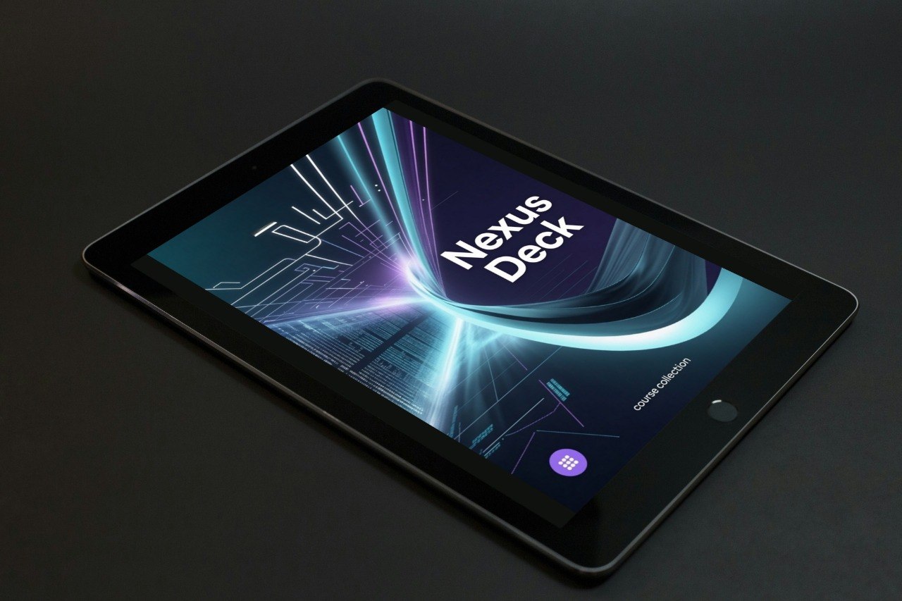 Tablet with 'Nexus Deck' displayed on a dark background