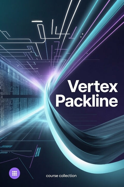 Cover of 'Vertex Packline' course collection with futuristic design elements.